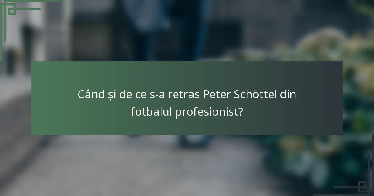 Când și de ce s-a retras Peter Schöttel din fotbalul profesionist?