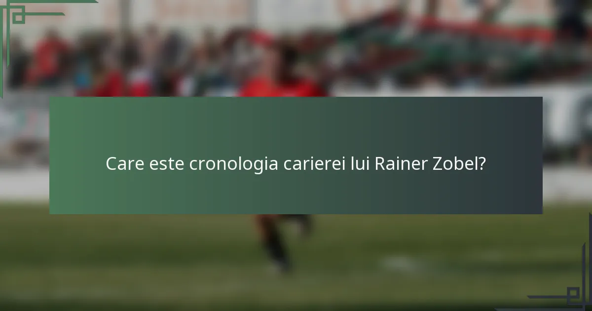 Care este cronologia carierei lui Rainer Zobel?