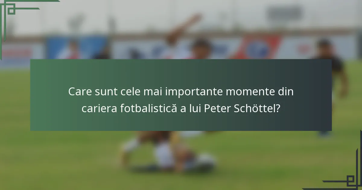 Care sunt cele mai importante momente din cariera fotbalistică a lui Peter Schöttel?