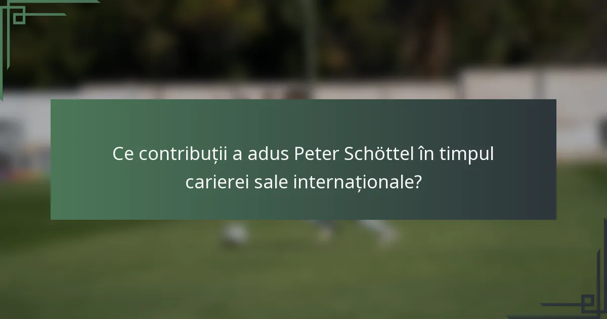 Ce contribuții a adus Peter Schöttel în timpul carierei sale internaționale?