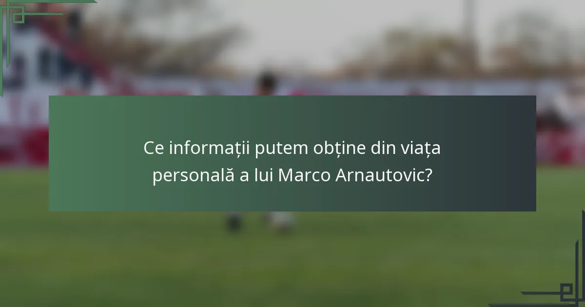 Ce informații putem obține din viața personală a lui Marco Arnautovic?