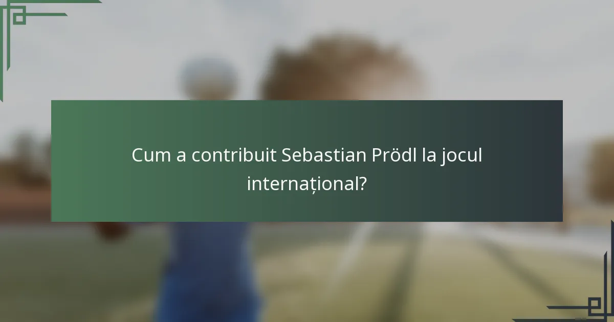 Cum a contribuit Sebastian Prödl la jocul internațional?