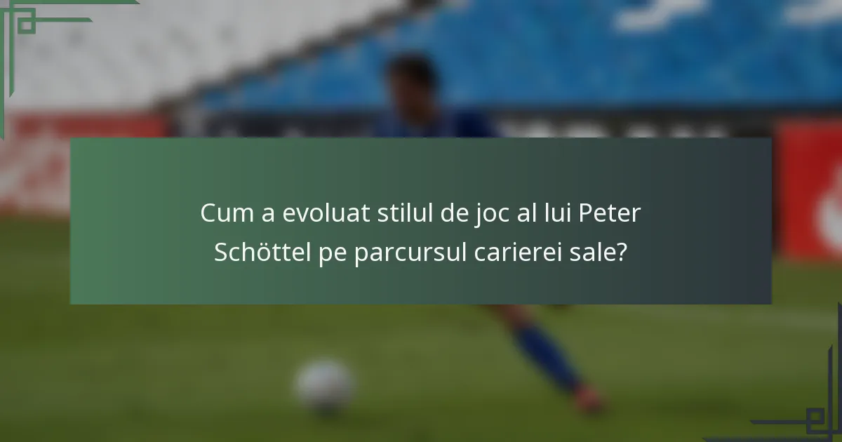 Cum a evoluat stilul de joc al lui Peter Schöttel pe parcursul carierei sale?